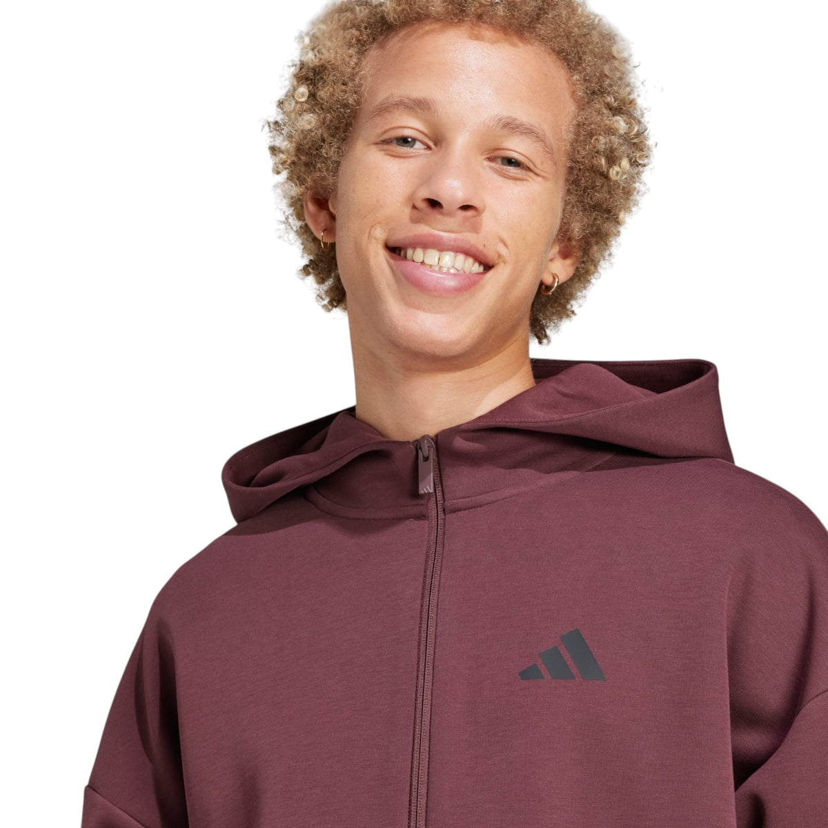adidas Men's Future Icons 3-Stripes Full-Zip Hoodie - Burgundy