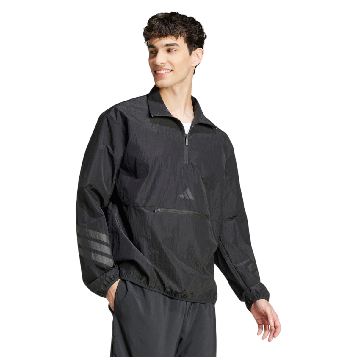 adidas Men's Future Icons 3-Stripes Woven Half-Zip Sweatshirt - Black
