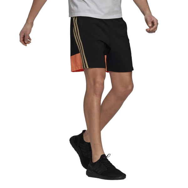 adidas Sportswear Woven 3-Stripes Shorts - Black / Screaming Orange