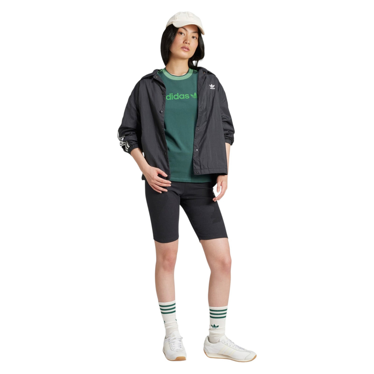 adidas Originals Graphic Badge Slim 3-Stripes Tee - Green