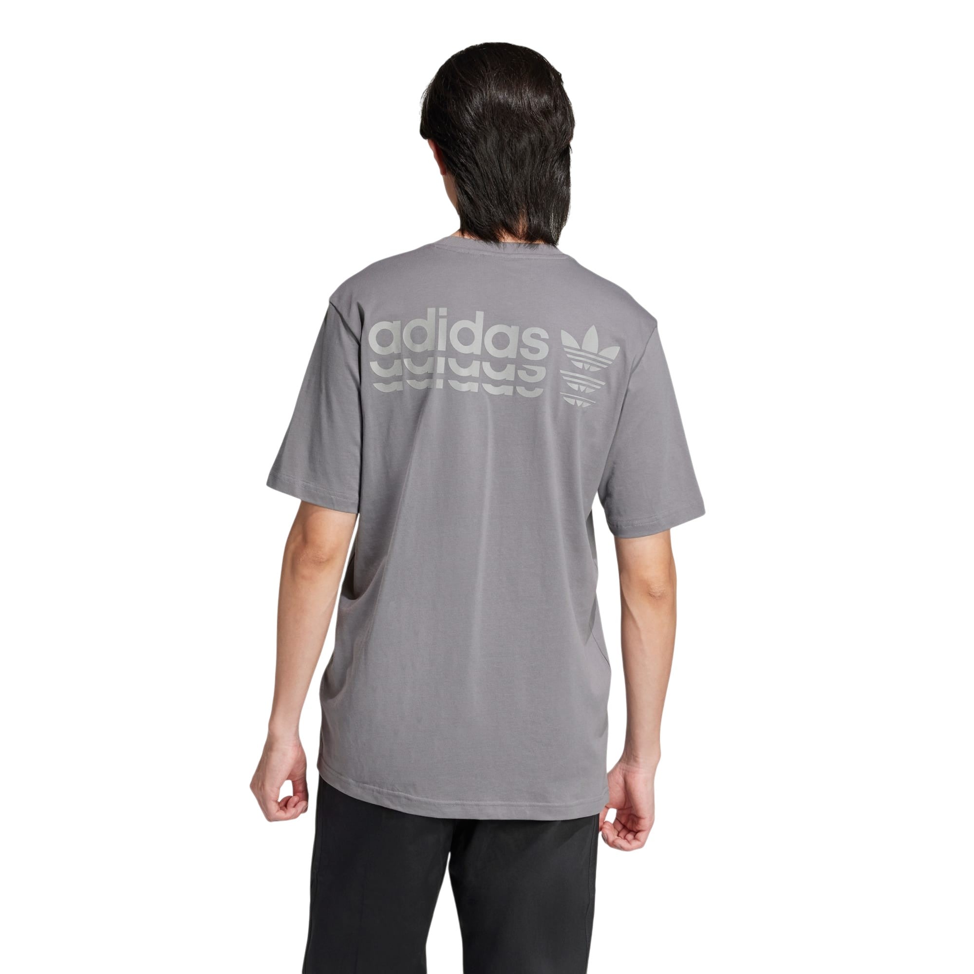 adidas Originals Linear Graphic Print T Shirt - Grey Four