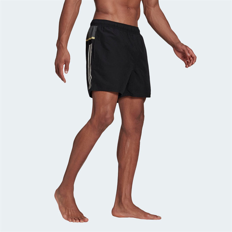 adidas Short Length Colorblock 3 Stripes Swim Shorts - Black / Grey Six - ViaductClothing -  -  