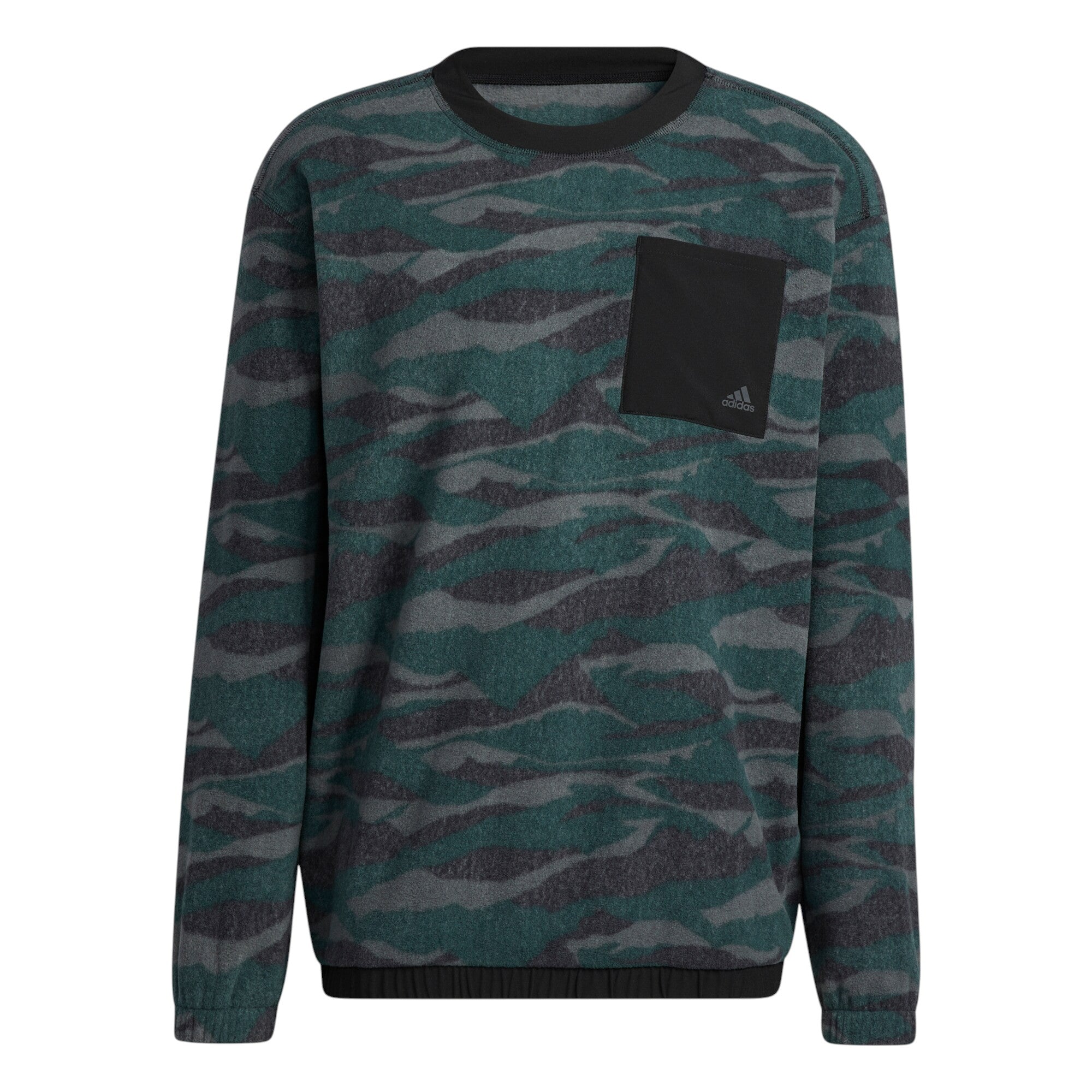 adidas Texture-Print Crew Golf Sweatshirt - Black
