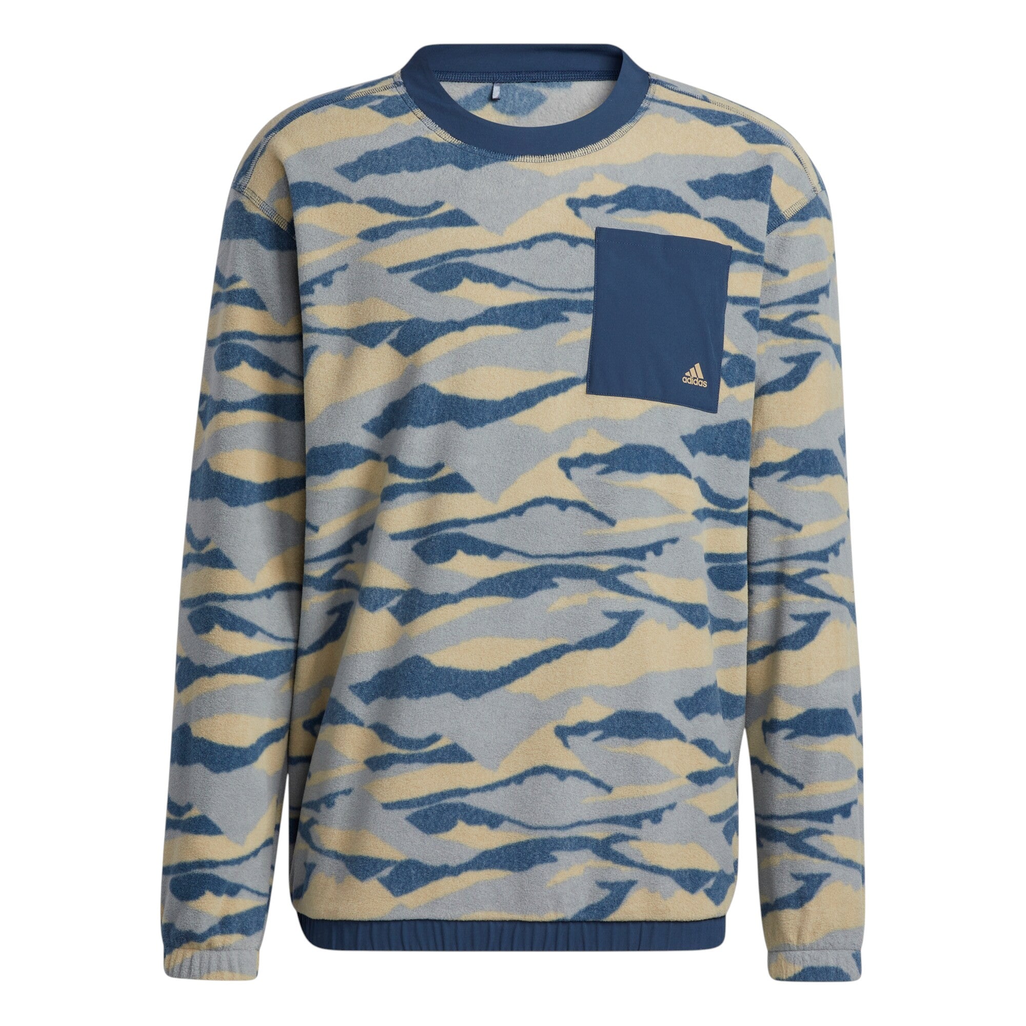 adidas Texture-Print Crew Golf Sweatshirt - Beige