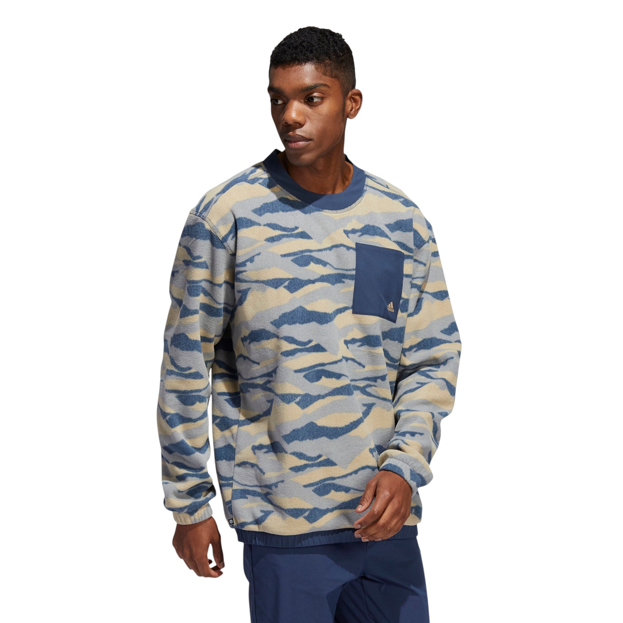 adidas Texture-Print Crew Golf Sweatshirt - Beige