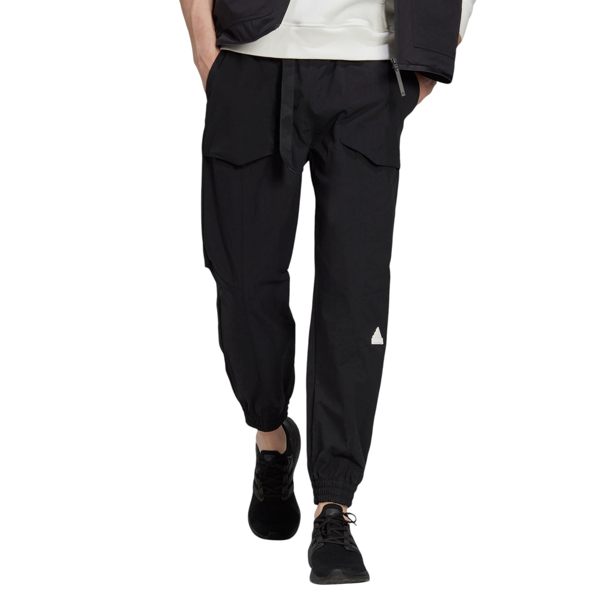 adidas Men's Cargo Track Pants Nylon Joggers - Black