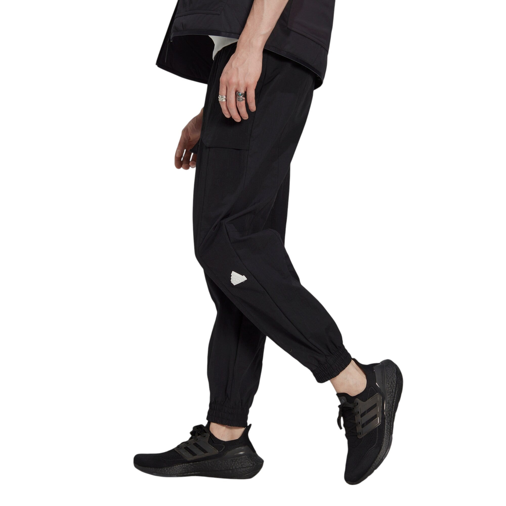 adidas Men's Cargo Track Pants Nylon Joggers - Black