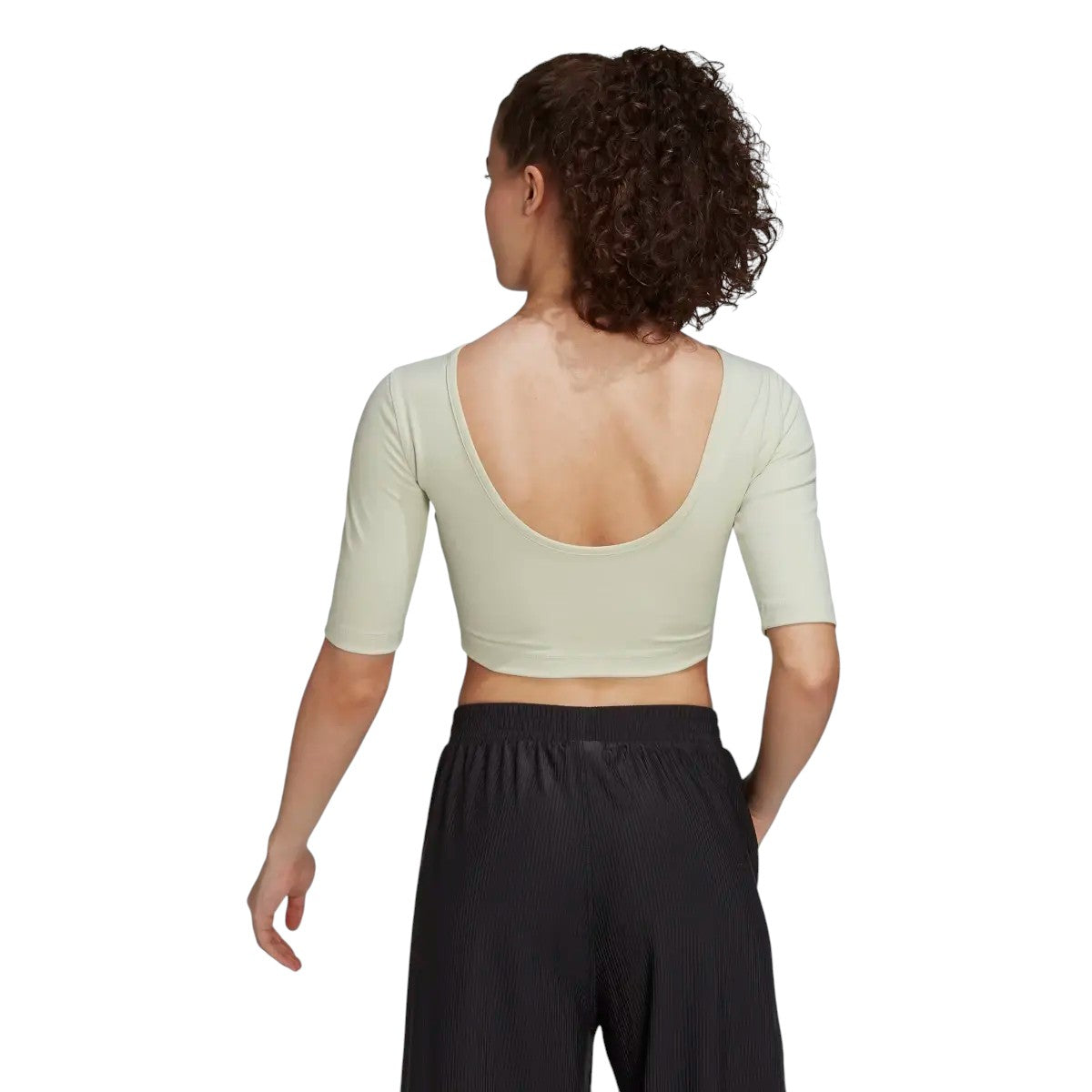 adidas Womens AEROREADY Studio Open-Back Top - Beige