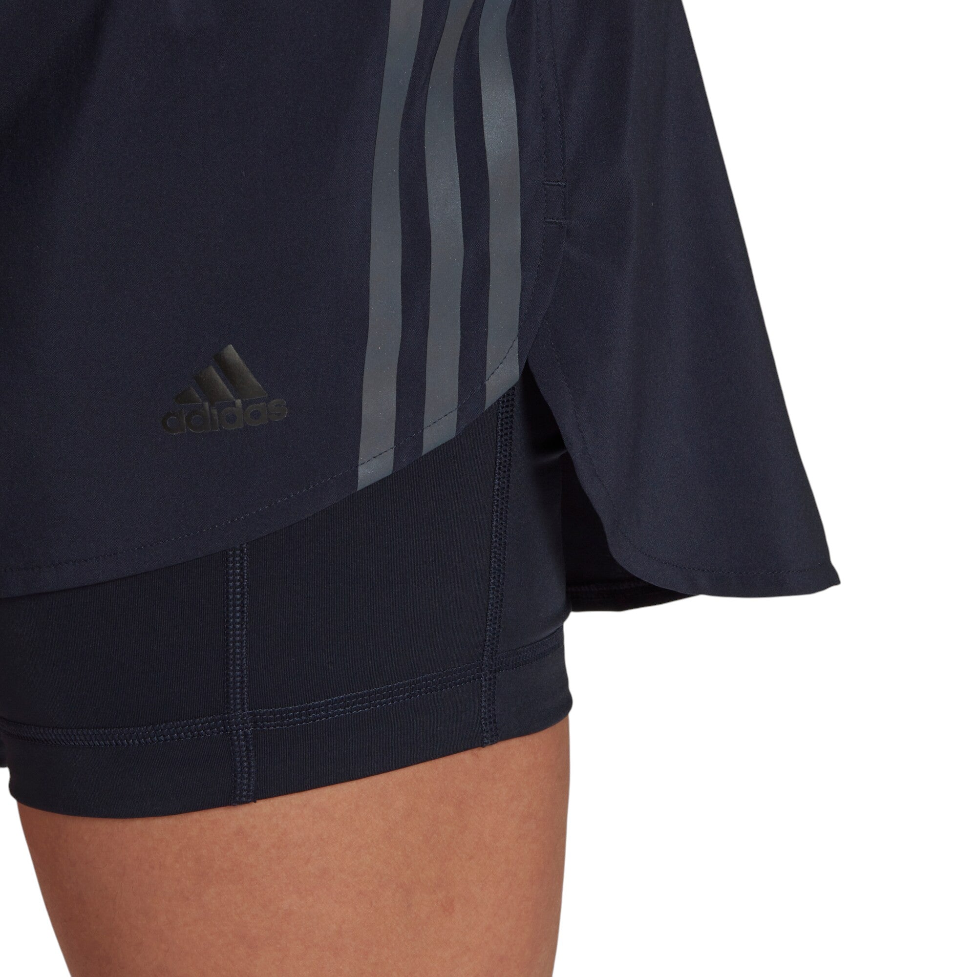 adidas Womens Run Icons 3-Stripes Running Skort - Blue