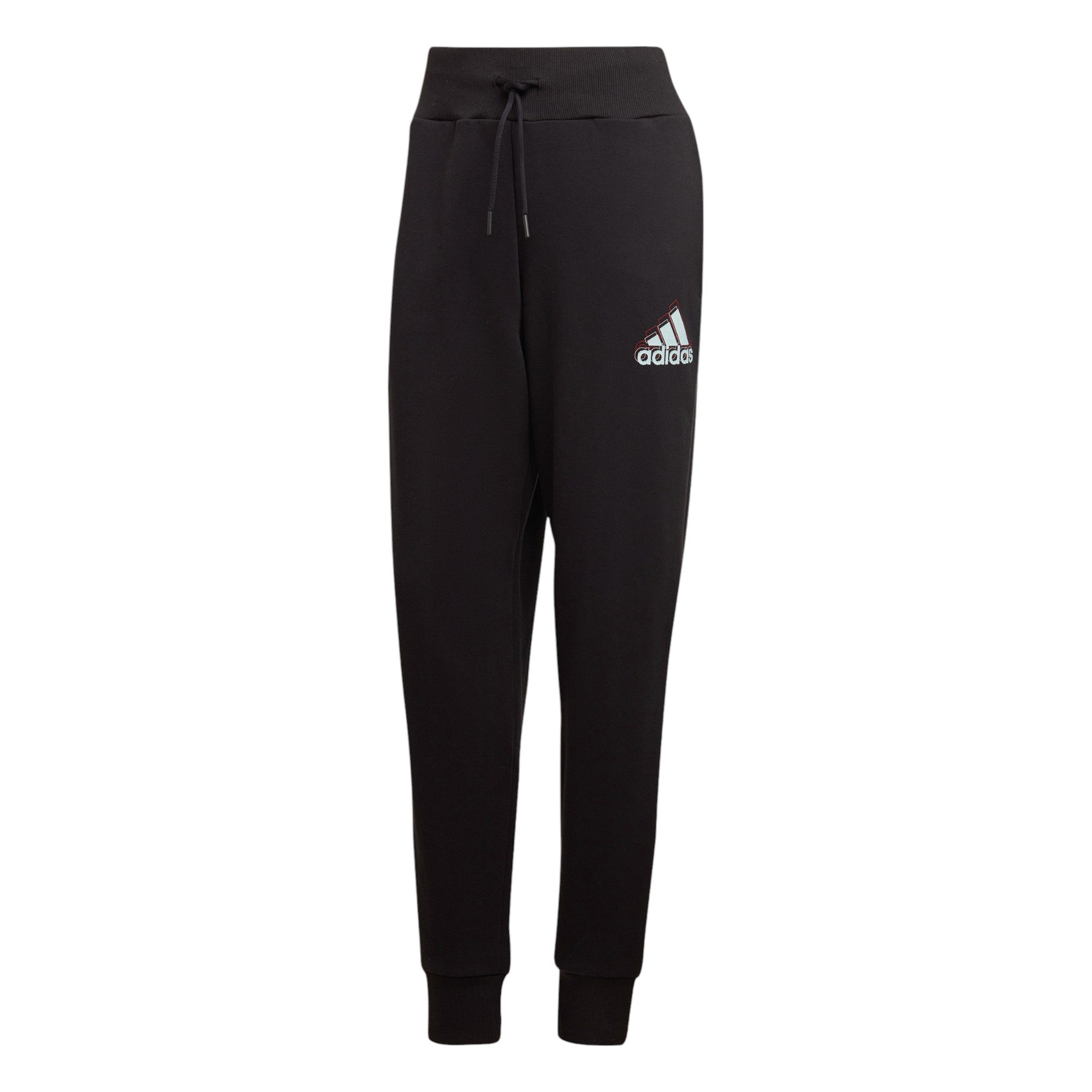 adidas Womens Essentials Multi-Colored Logo Joggers - Black