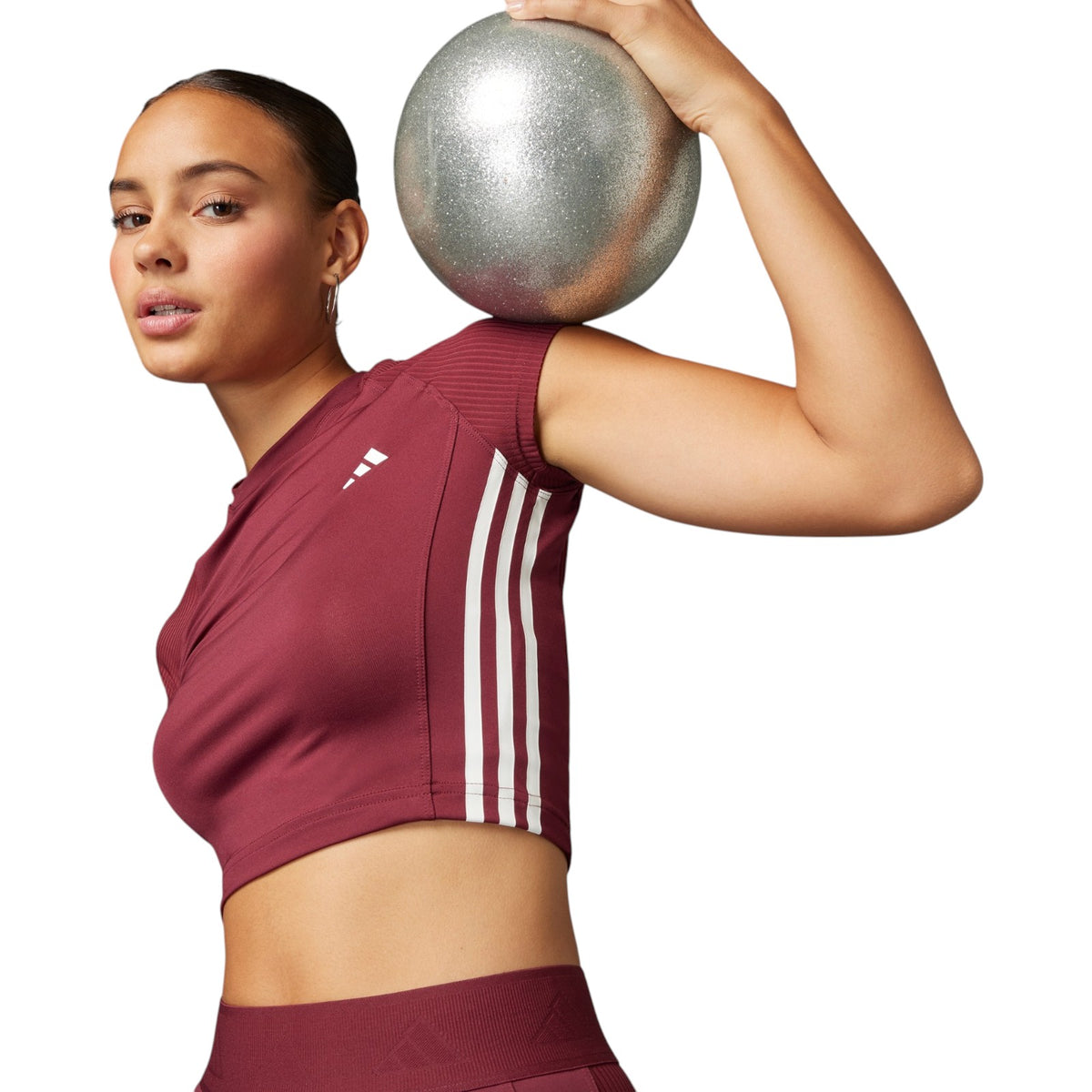 adidas Women's Hyperglam Rib Crop T-Shirt - Red