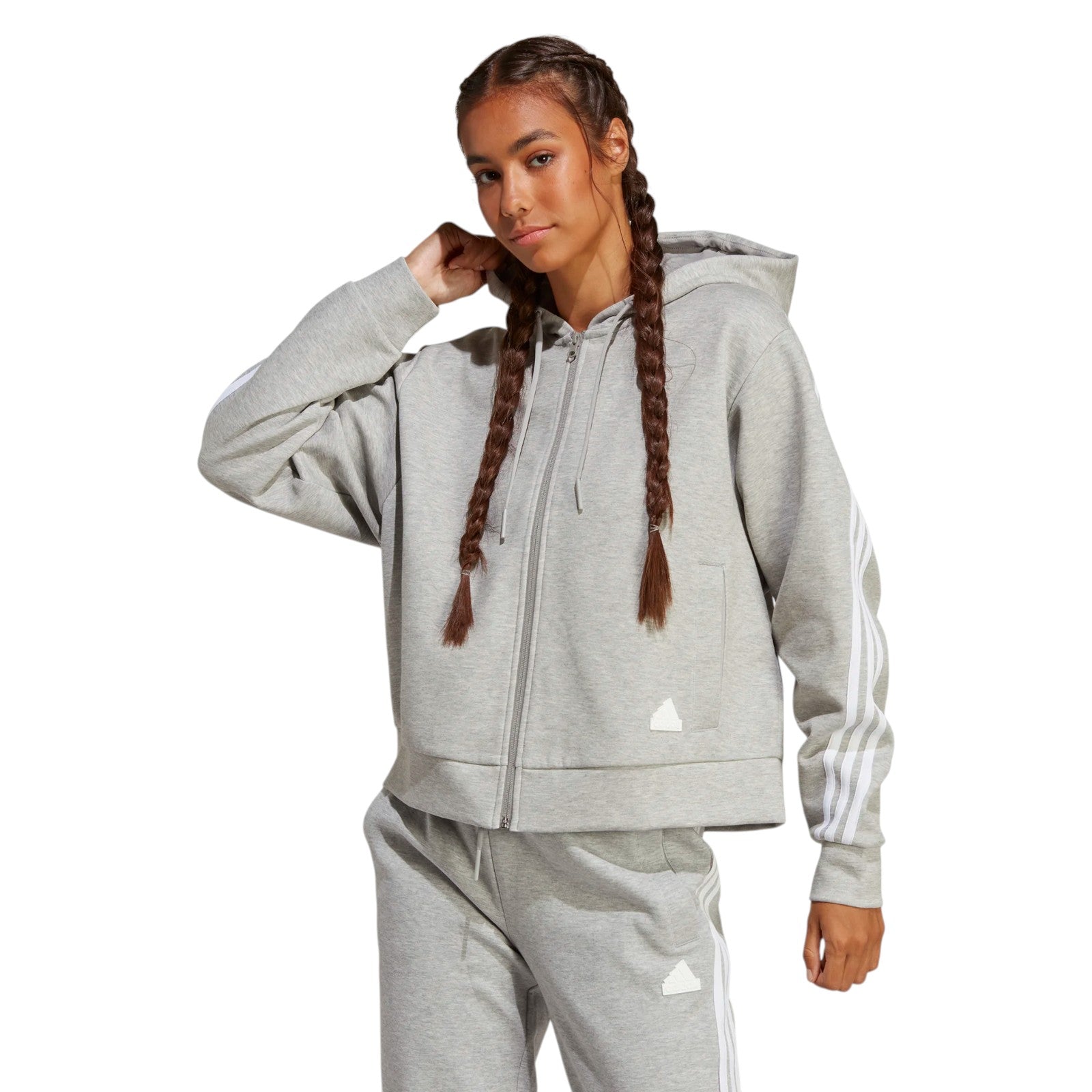adidas Women's Future Icons 3-Stripes Full-Zip Hoodie - Grey