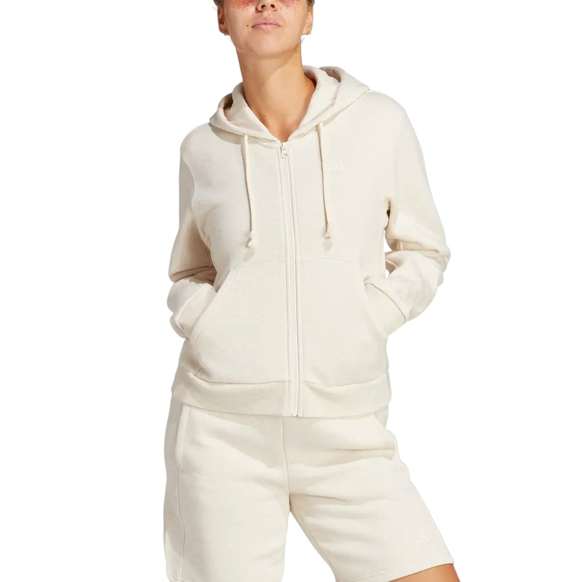 adidas Womens ALL SZN Fleece Full-Zip Hoodie - White