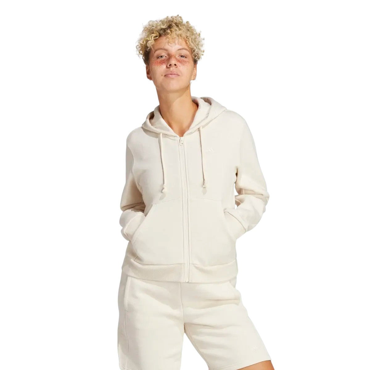 adidas Womens ALL SZN Fleece Full-Zip Hoodie - White