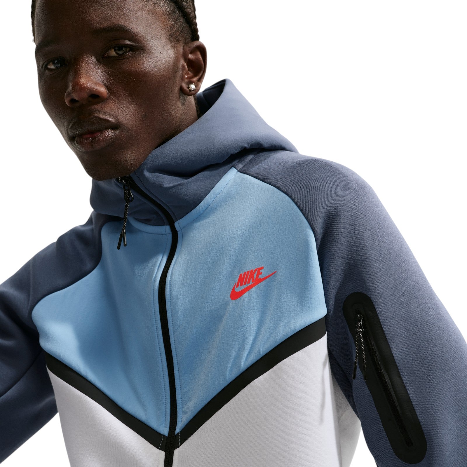 Nike Tech Men's Fleece Windrunner Full-Zip Jacket - White / Blue