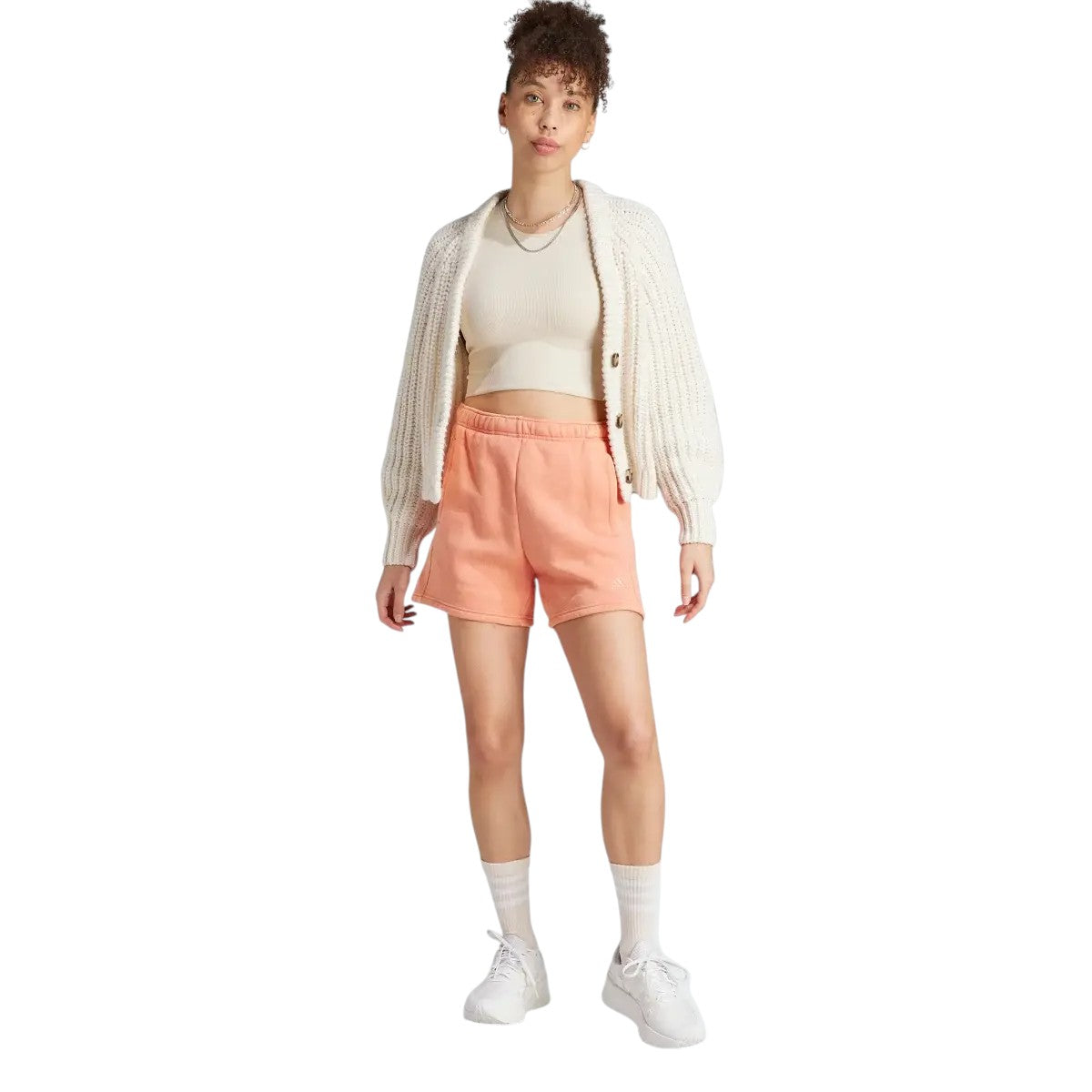 adidas Womens ALL SZN Fleece Washed Shorts - Peach