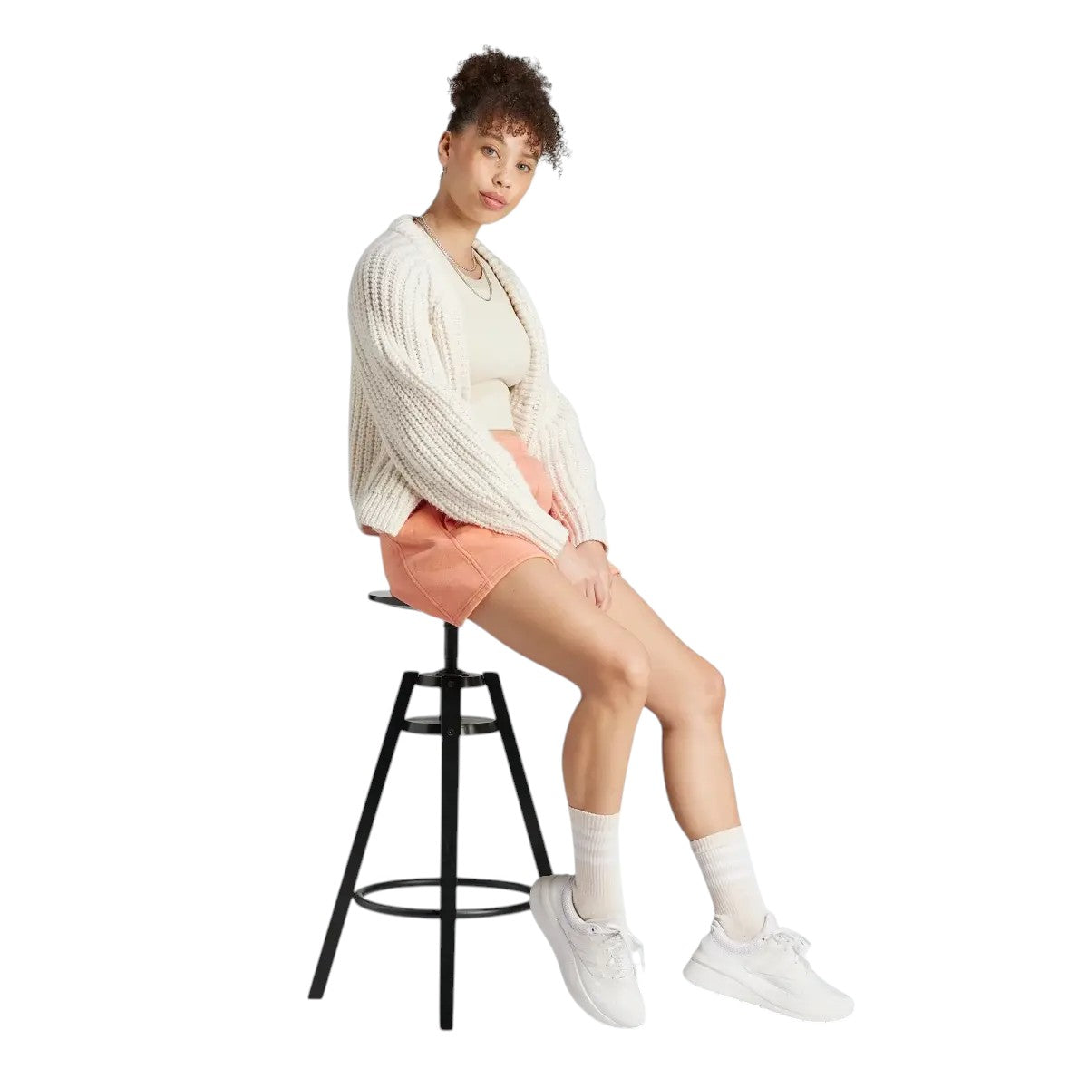 adidas Womens ALL SZN Fleece Washed Shorts - Peach