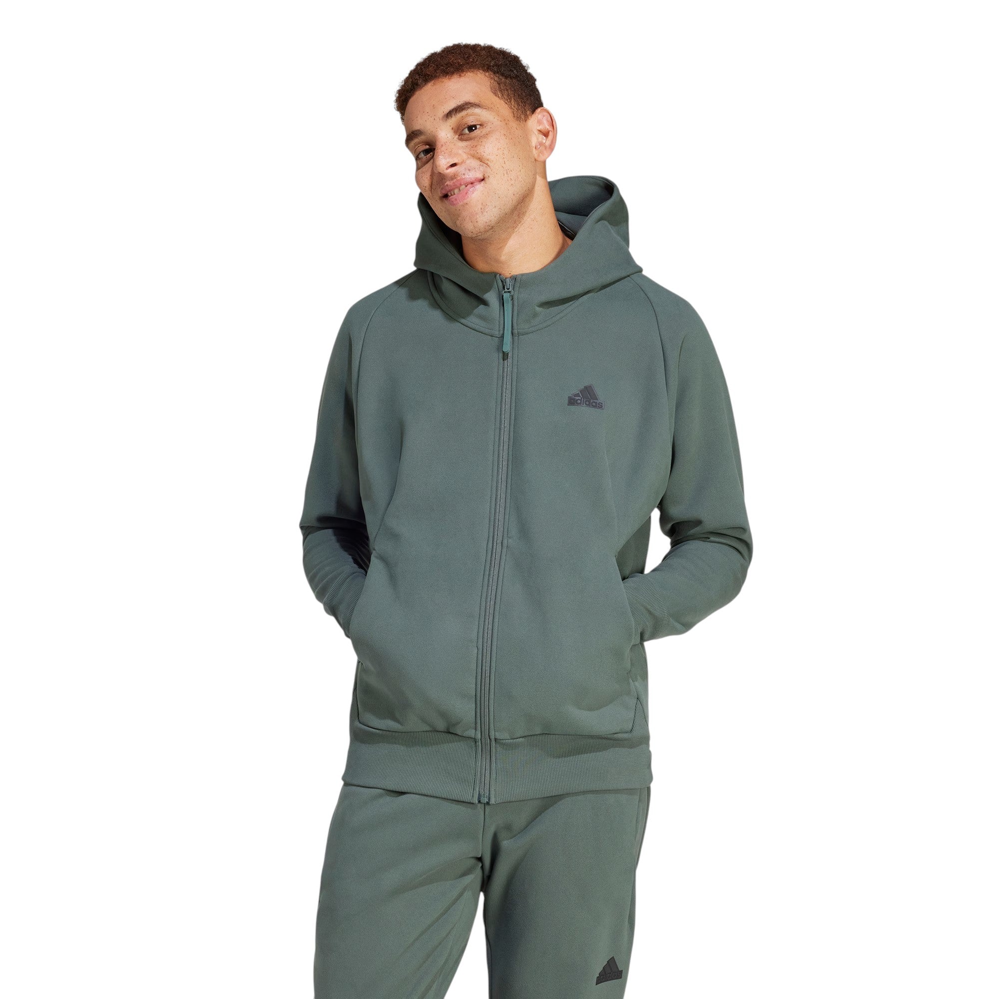 adidas ZNE Winterized Full-Zip Hooded Track Jacket - Green
