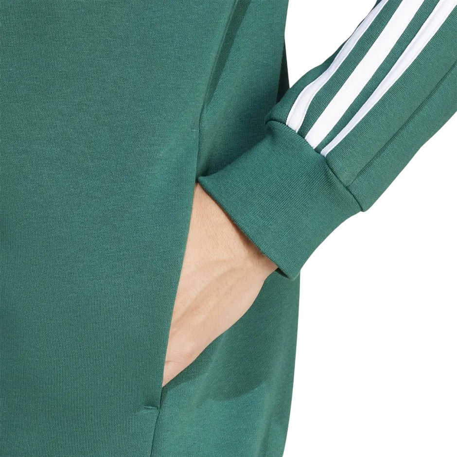 adidas Men's Essentials Fleece 3-Stripes Full-Zip Hoodie - Green
