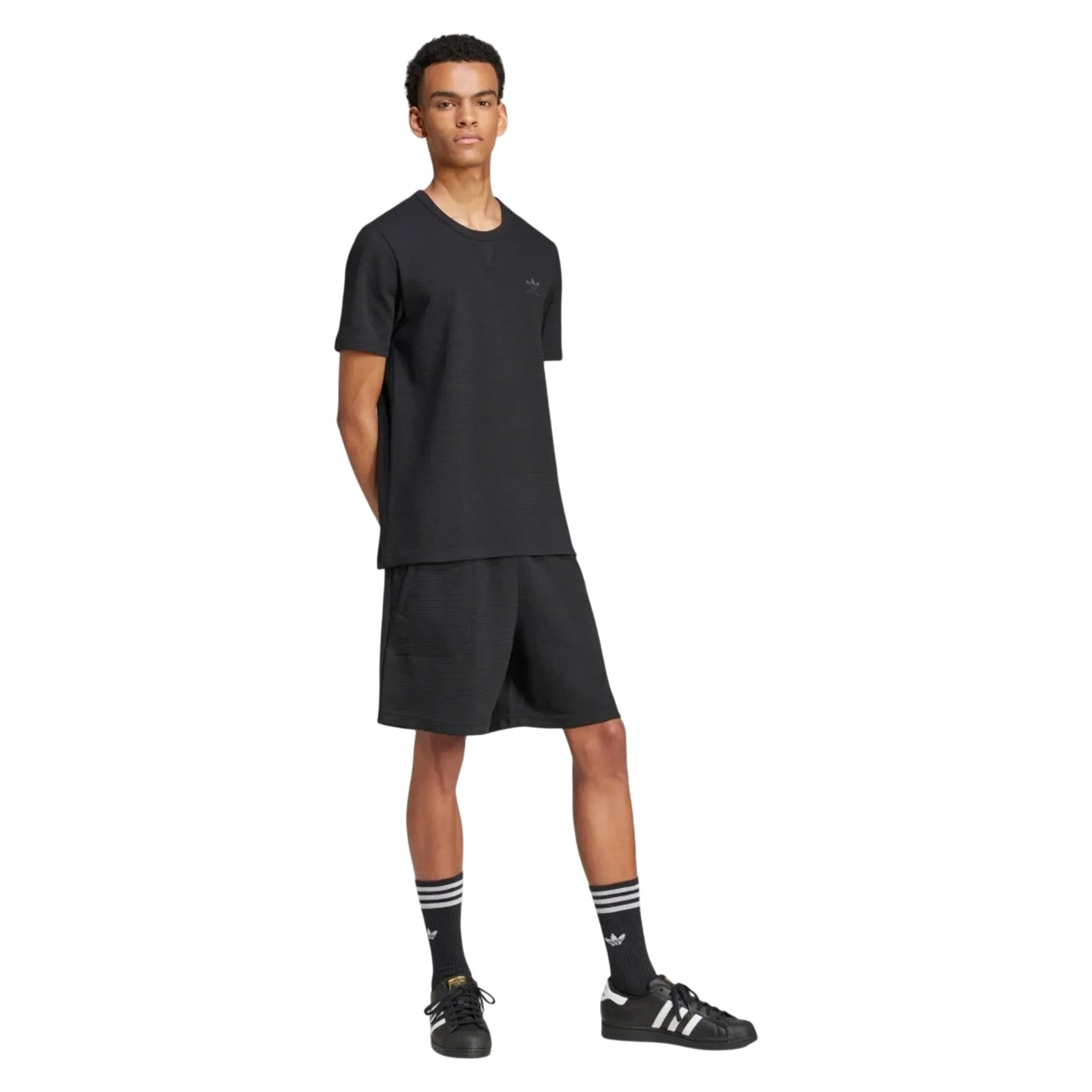 adidas Originals Trefoil Essentials Waffle T-Shirt - Black