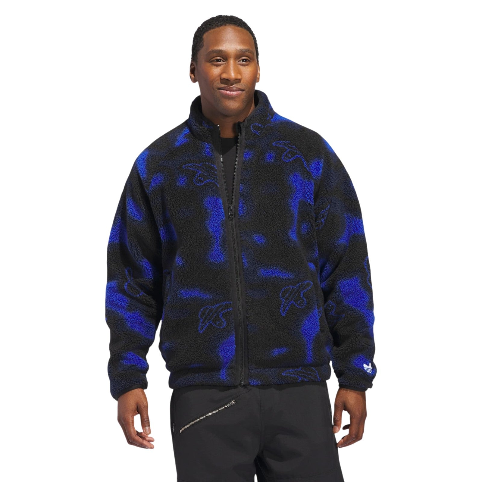 adidas Originals Men's Shmoofoil Fleece Skateboarding Jacket - Royal Blue / Black
