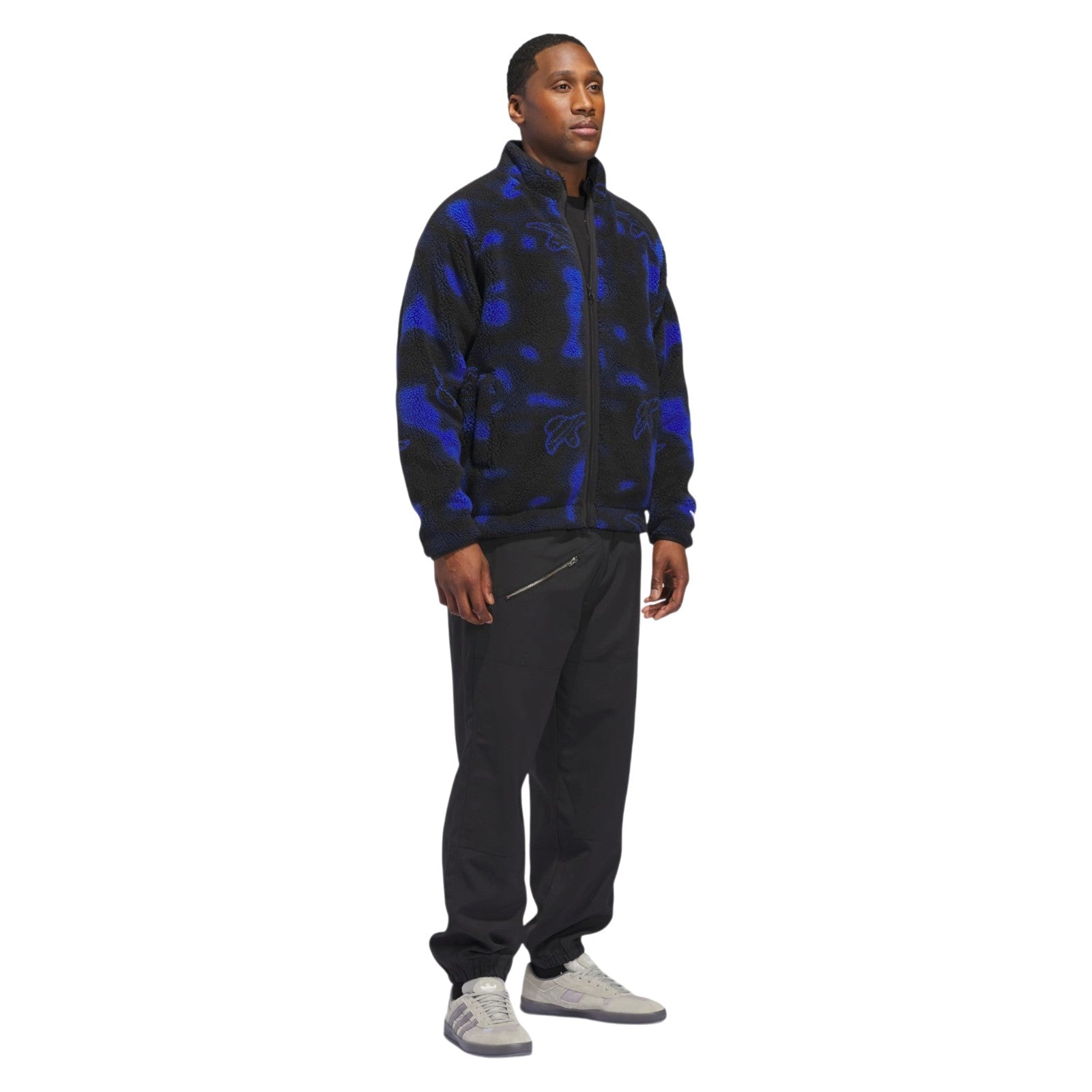adidas Originals Men's Shmoofoil Fleece Skateboarding Jacket - Royal Blue / Black