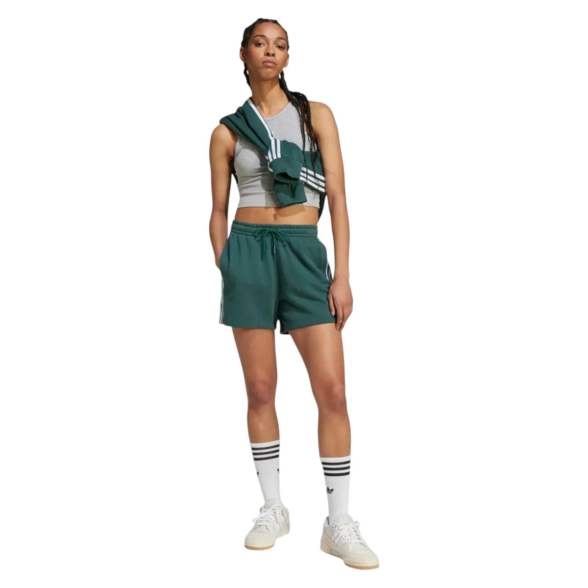 adidas Originals Women's 3-Stripes French Terry Shorts - Green
