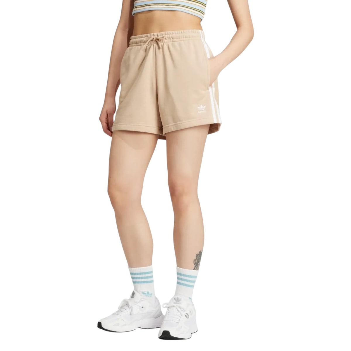 adidas Originals Women's 3-Stripes French Terry Shorts - Beige