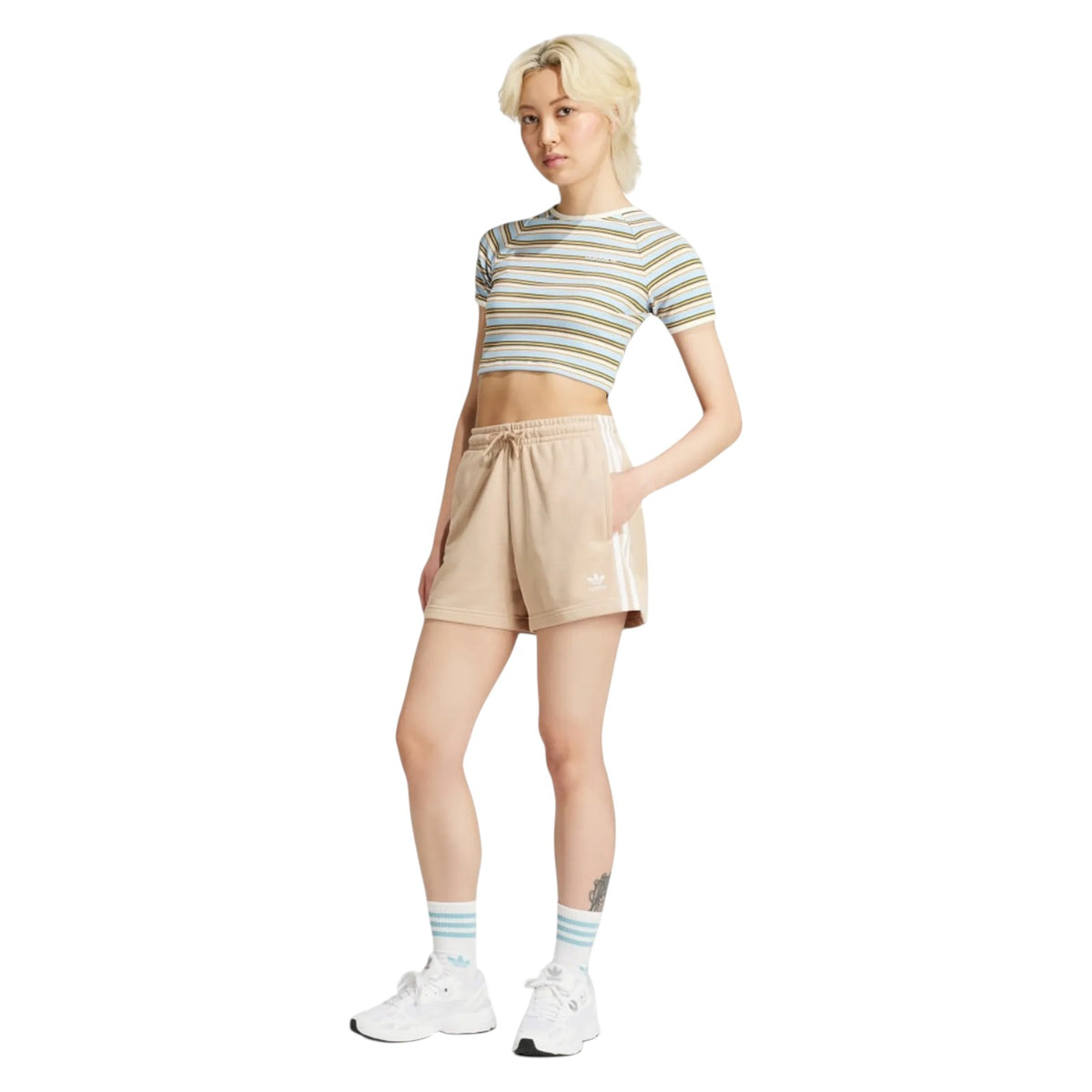 adidas Originals Women's 3-Stripes French Terry Shorts - Beige