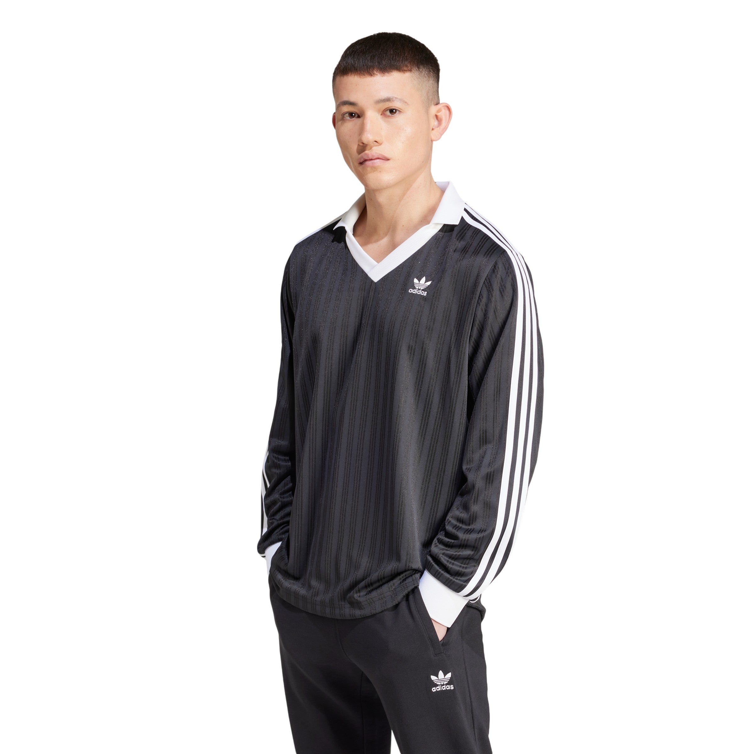 adidas Originals Adicolor Piqué Soccer Long Sleeve Tee - Black