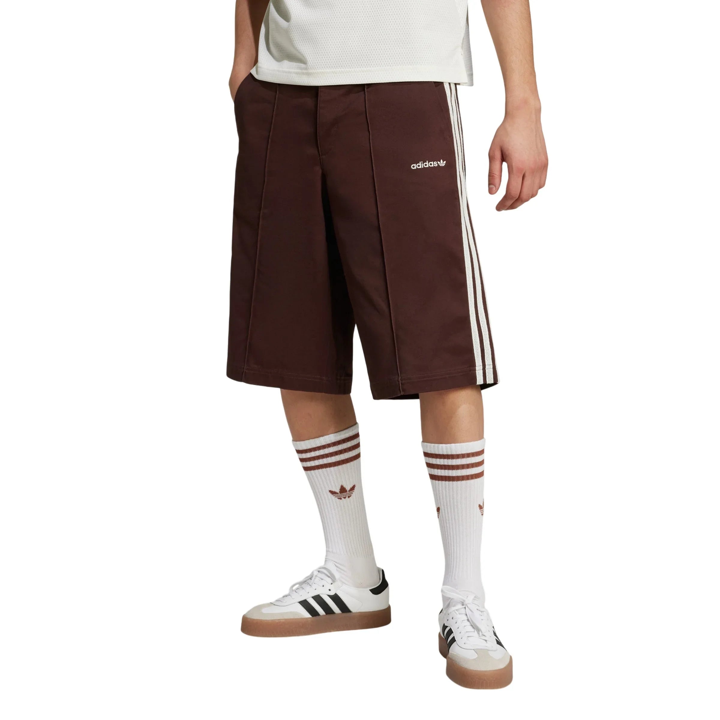 adidas Originals 80s Loose Buttoned 3-Stripes 11-Inch Bermuda Shorts - Shadow Brown - ViaductClothing