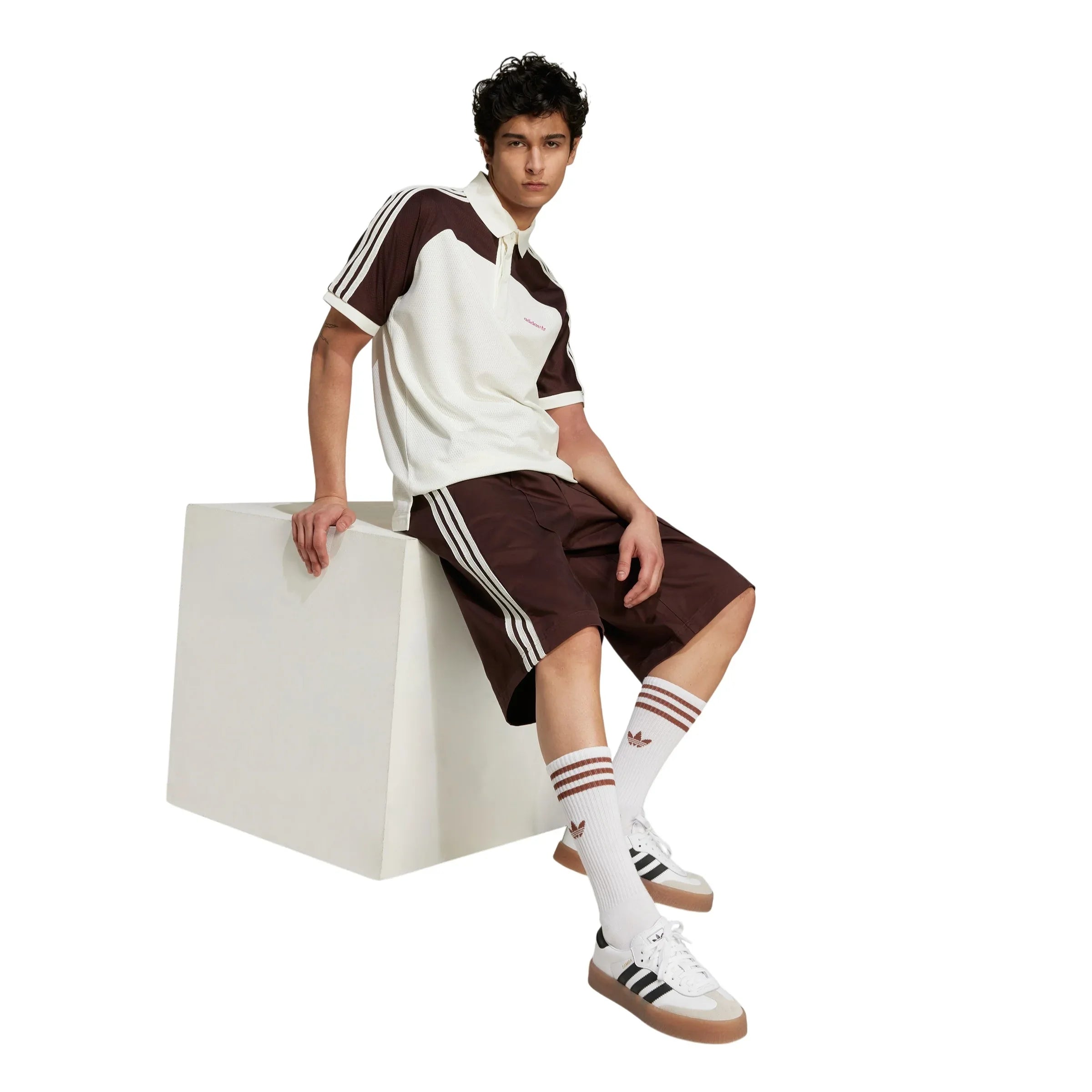 adidas Originals 80s Loose Buttoned 3-Stripes 11-Inch Bermuda Shorts - Shadow Brown - ViaductClothing