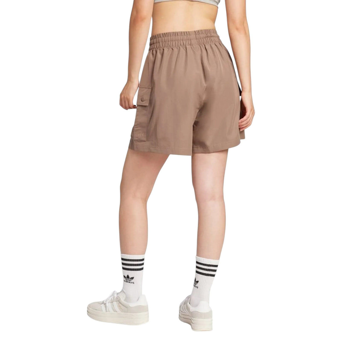 adidas Originals Women's Essentials High-Waisted Cargo Shorts - Brown