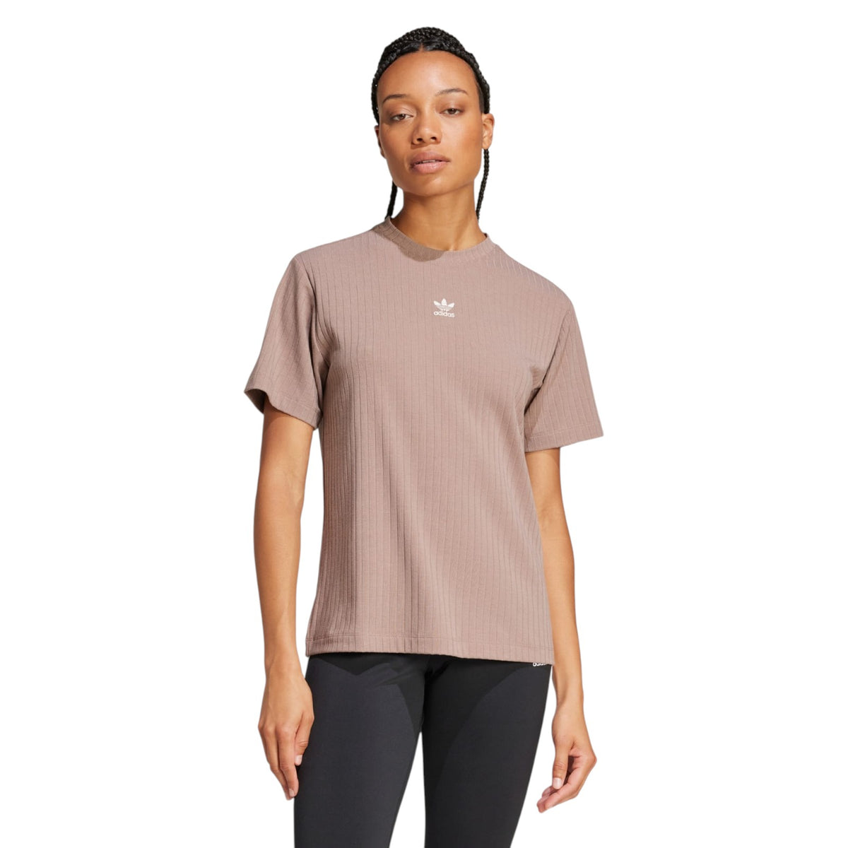 adidas Originals Women's Essentials Wide Rib Tee - Brown