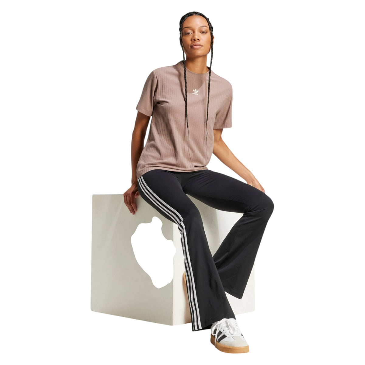 adidas Originals Women's Essentials Wide Rib Tee - Brown
