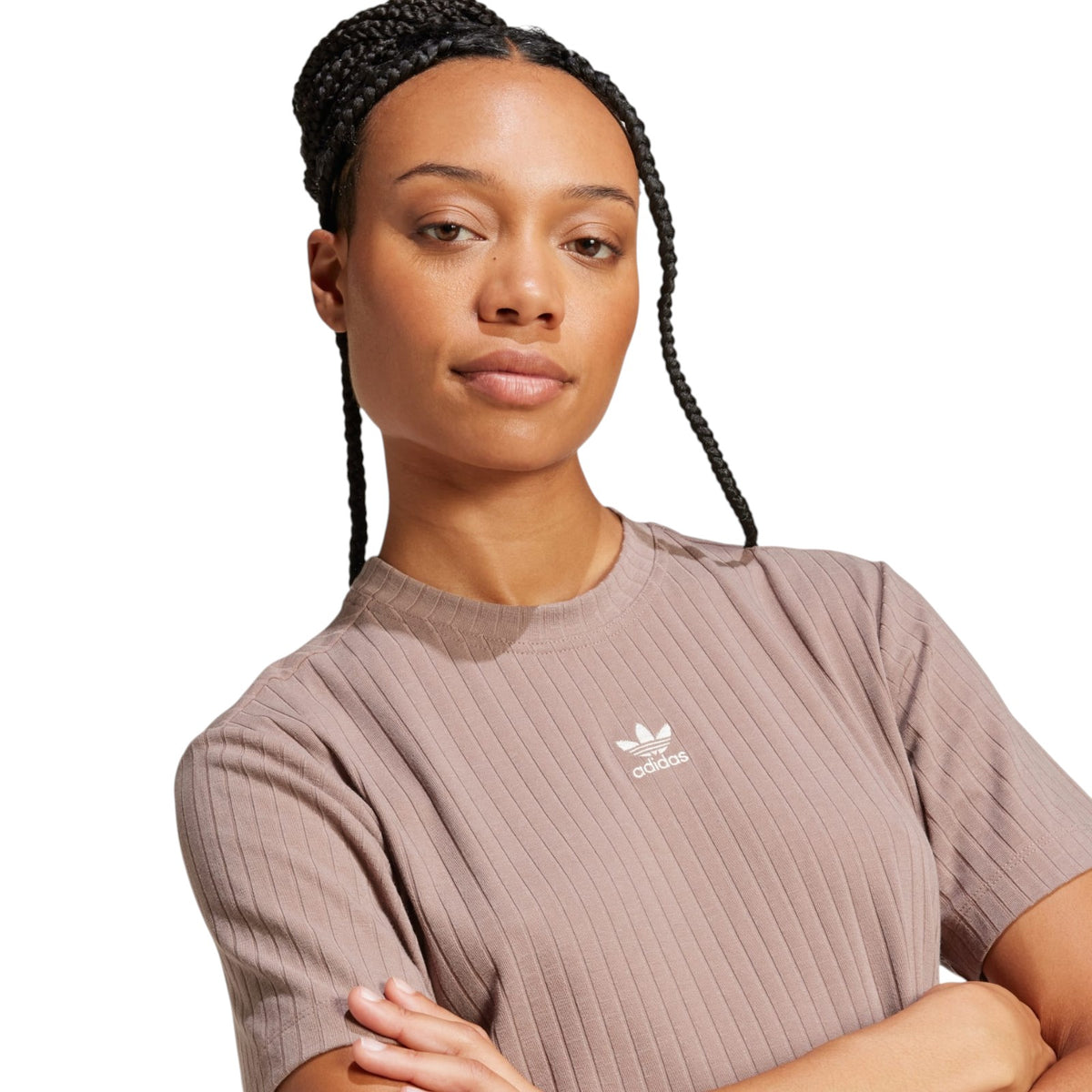 adidas Originals Women's Essentials Wide Rib Tee - Brown