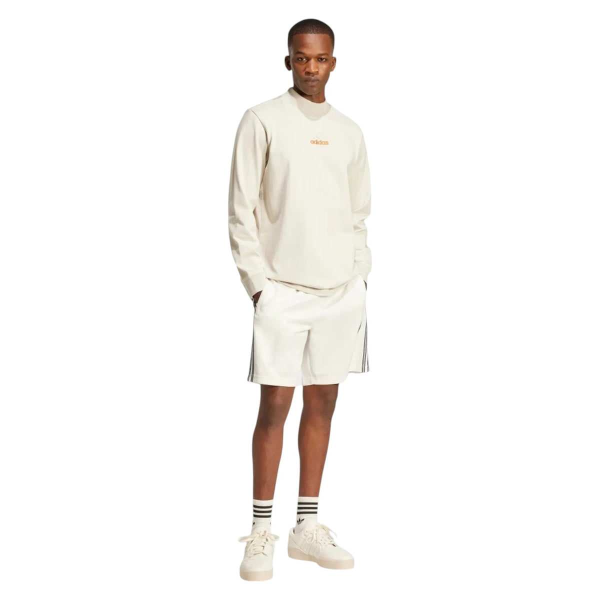 adidas Originals Long Sleeve Mock Neck Top - Beige
