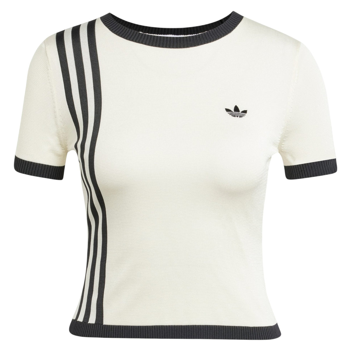 adidas Originals Women's Knitted 3-Stripes Short Tee - White