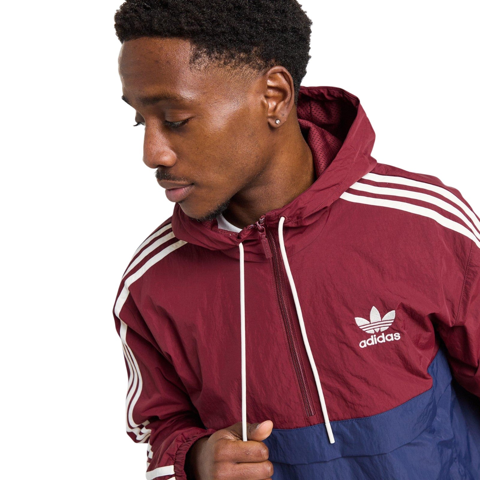 adidas Originals Men's Half-Zip Windbreaker Jacket - Shadow Red / Navy