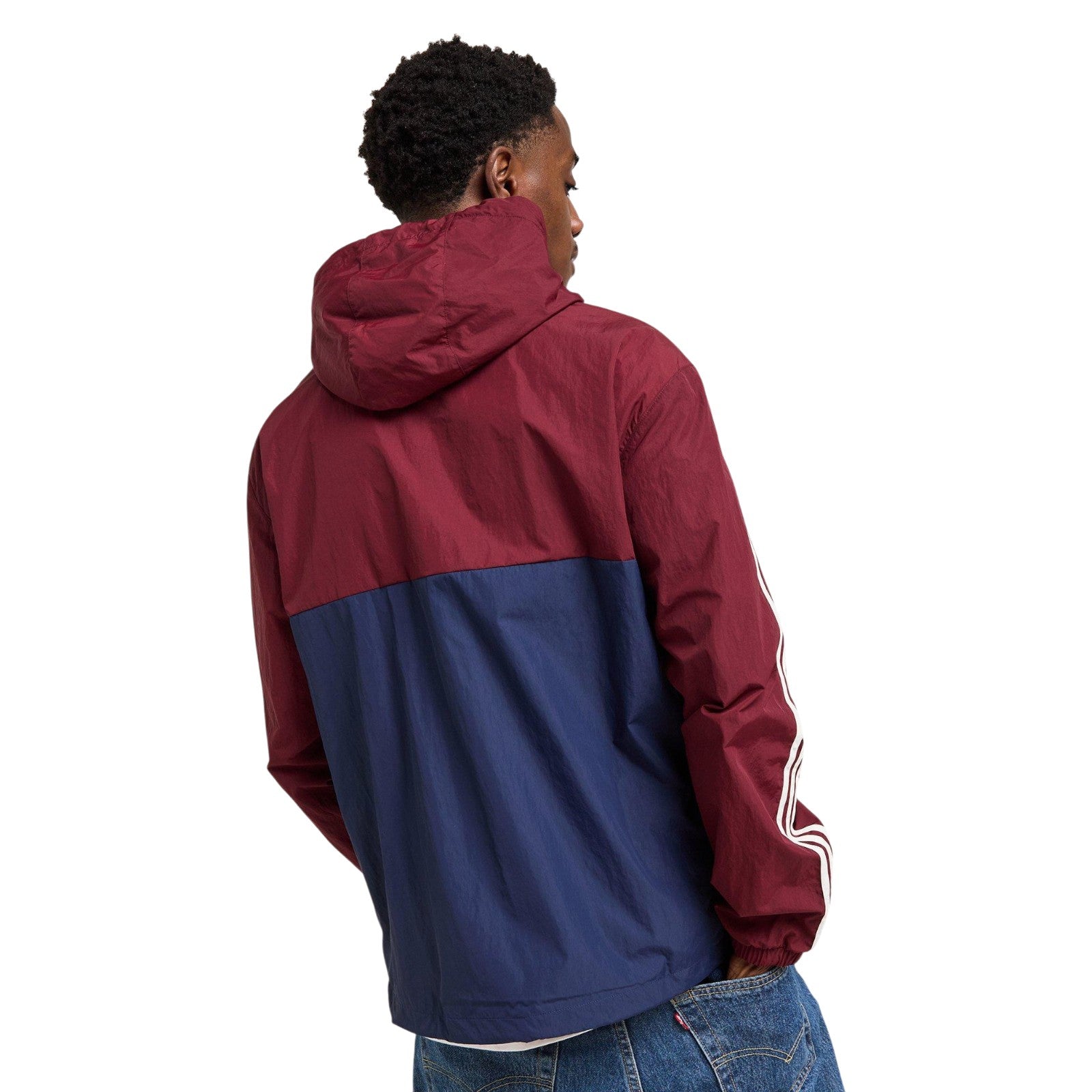 adidas Originals Men's Half-Zip Windbreaker Jacket - Shadow Red / Navy