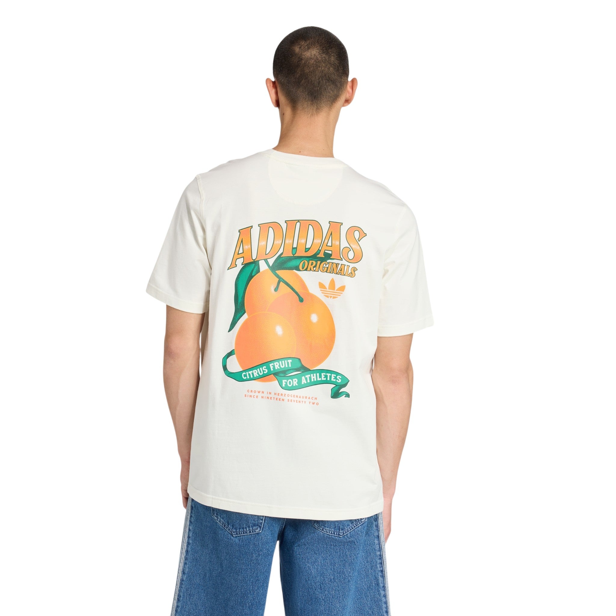 adidas Originals Orange Graphic Loose T-Shirt - Off White