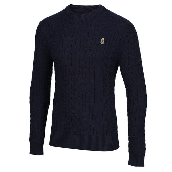 Luke 1977 Carter Johnson Cable Knitted Jumper - Very Dark Navy - ViaductClothing -  -  