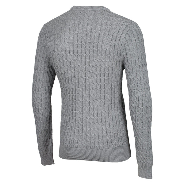 Luke 1977 Carter Johnson Knitted Cable Jumper - Mid Marl Grey - ViaductClothing -  -  