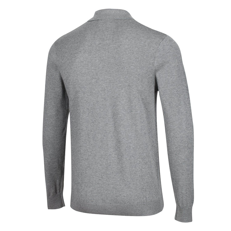 Luke 1977 Magnesium Knitted Long Sleeve Polo - Mid Marl Grey - ViaductClothing -  -  