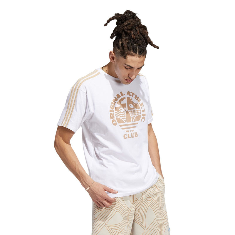 adidas Original Athletic Club 3-Stripes Tee - White / Magic Beige - ViaductClothing -  -  