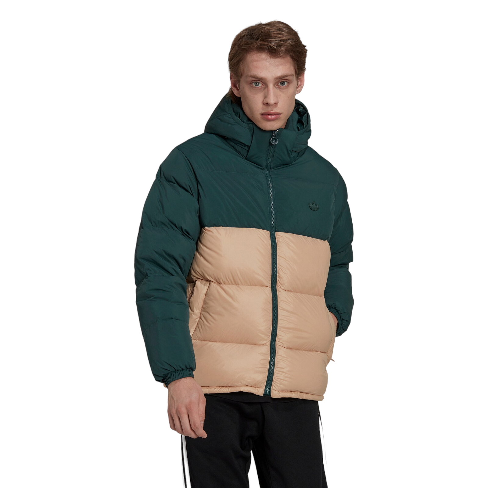 adidas Originals Down Regen Hooded Puffer Jacket - Mineral Green / Magic Beige - ViaductClothing -  -  