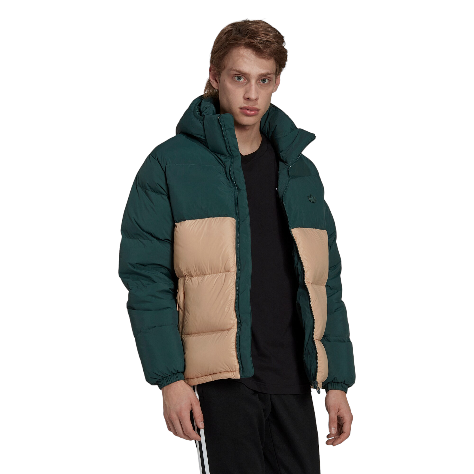 adidas Originals Down Regen Hooded Puffer Jacket - Mineral Green / Magic Beige - ViaductClothing -  -  