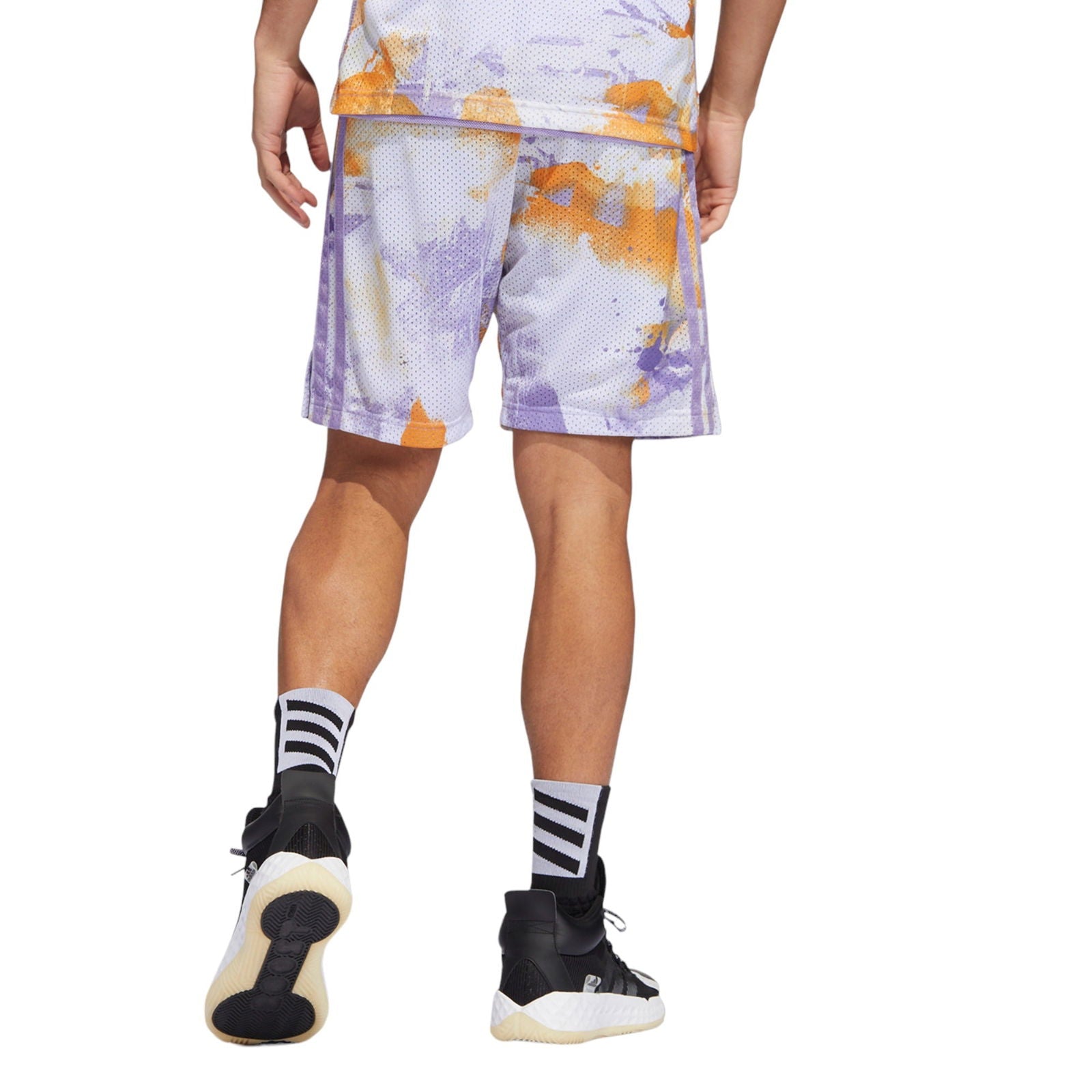 adidas Allover Print Mesh Shorts - White / Magic Lilac - ViaductClothing -  -  