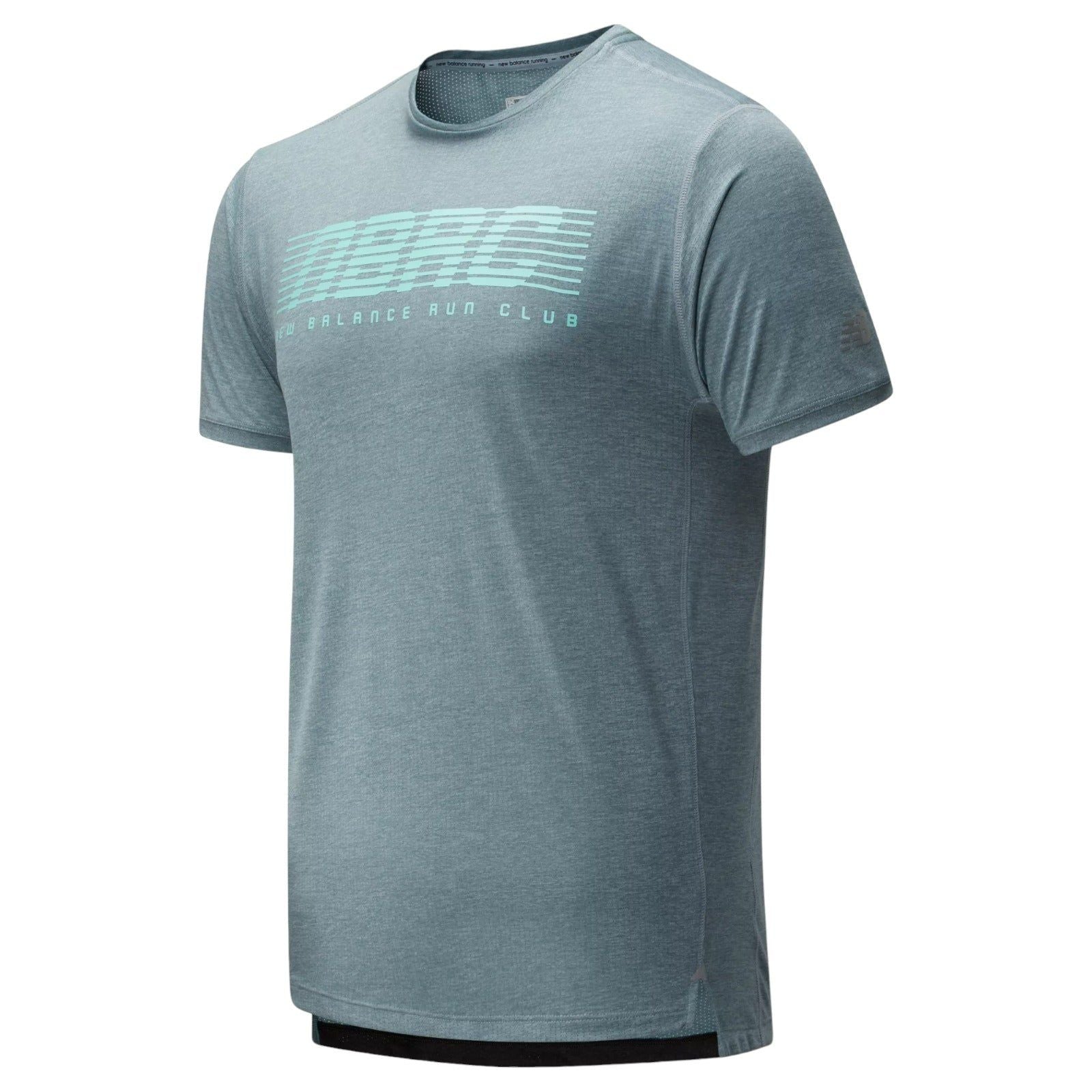 New Balance Men's Printed Impact Run Short Sleeve Top T Shirt - Green - ViaductClothing -  -  