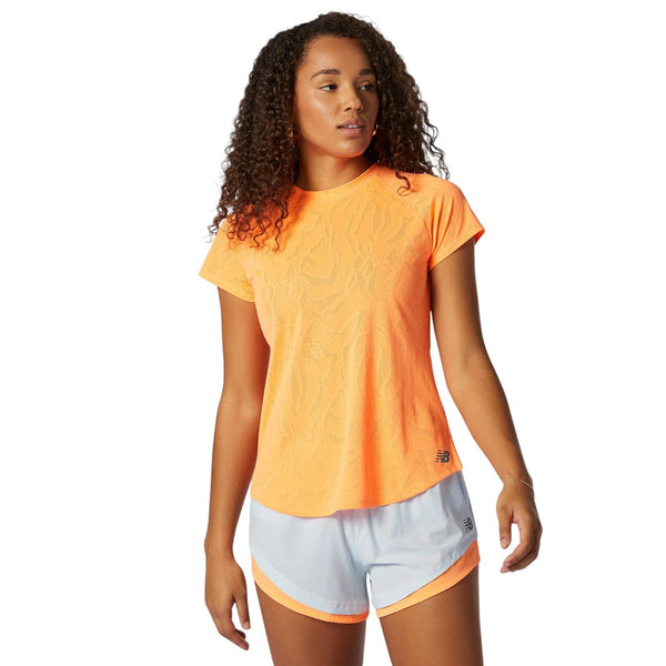 New Balance Women's Q Speed Fuel Jacquard T-Shirt - Orange - ViaductClothing -  -  